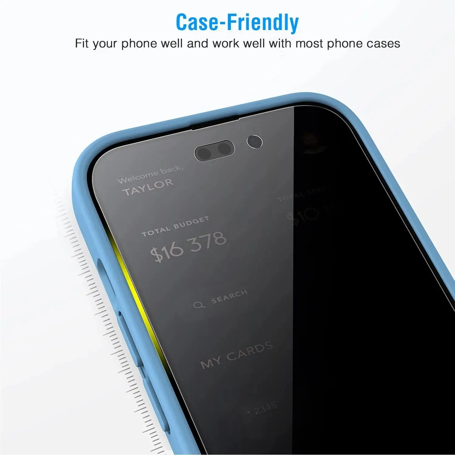2Pcs Privacy Screen Protectors Tempered Glass Screen Film Full Coverage Screen Protector