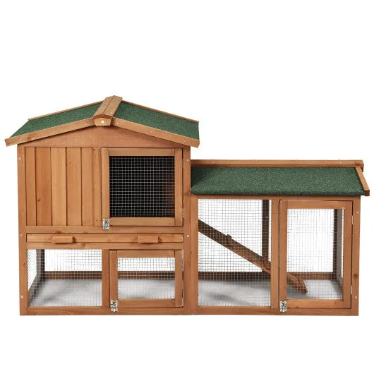 58 Inch Weatherproof Wooden Rabbit Hutch