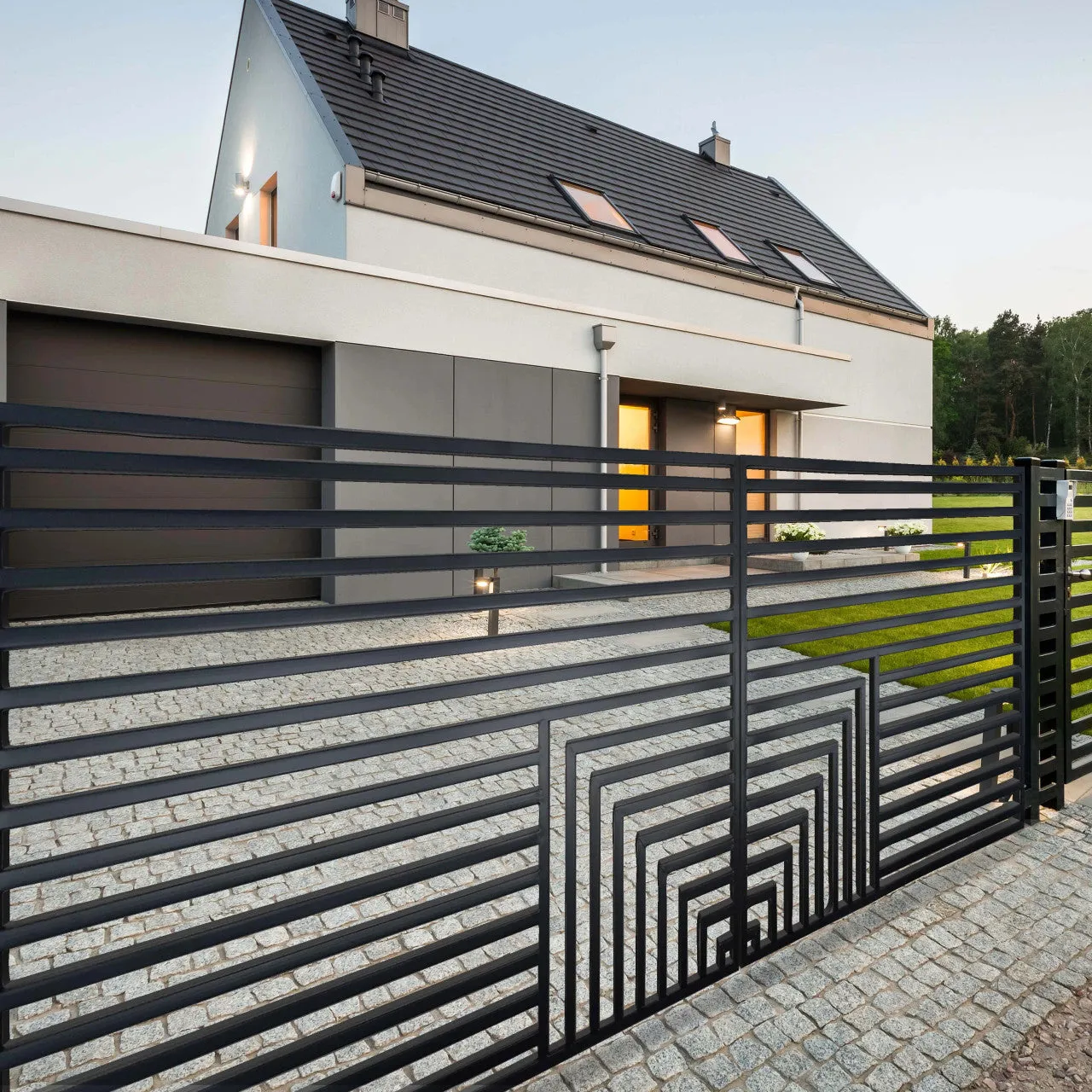 Aleko Steel Dual Swing Driveway Gate - Florence Style - 14 x 6 Feet