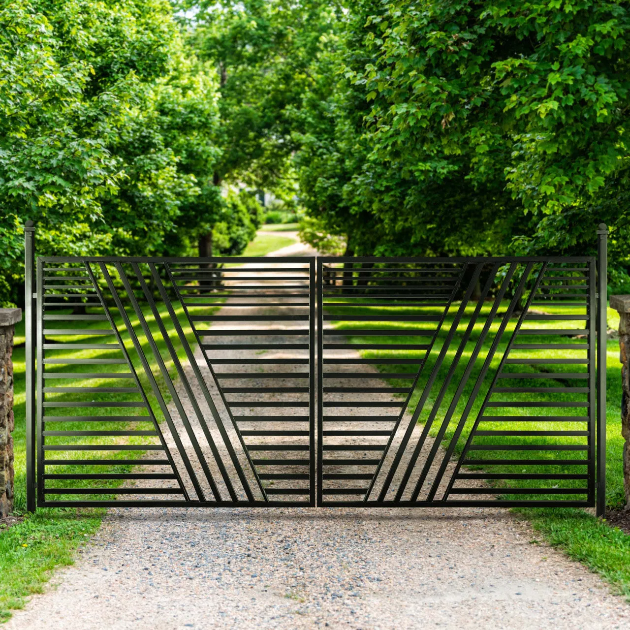 Aleko Steel Dual Swing Driveway Gate - Sofia Style - 12 x 6 Feet