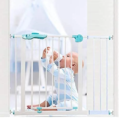 Baybee Auto Close Baby Safety Gate with Easy Walk-Thru Child Gate for House, Stairs, Doorways (Green 75-85Cm)