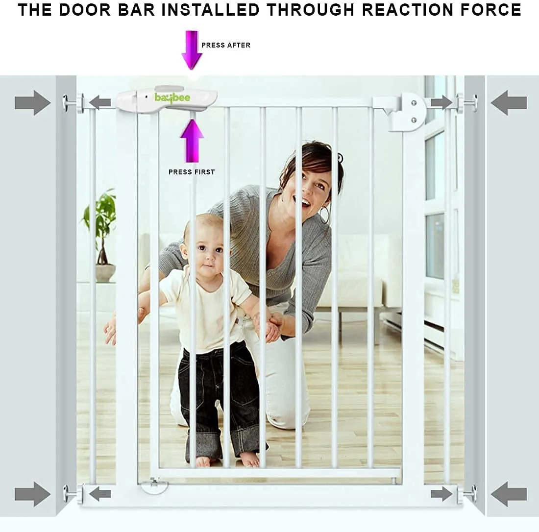Baybee Auto Close Baby Safety Gate with Easy Walk-Thru Child Gate for House, Stairs, Doorways (Green 75-85Cm)