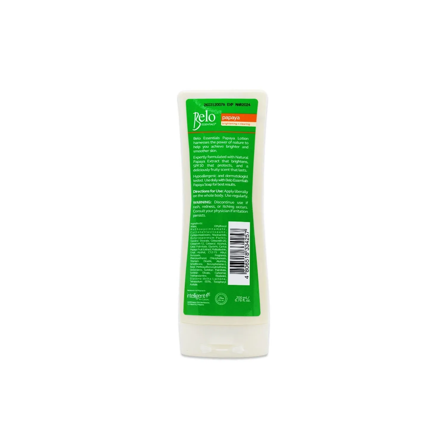Belo Essentials Papaya Lotion Spf30 200ml (Green)