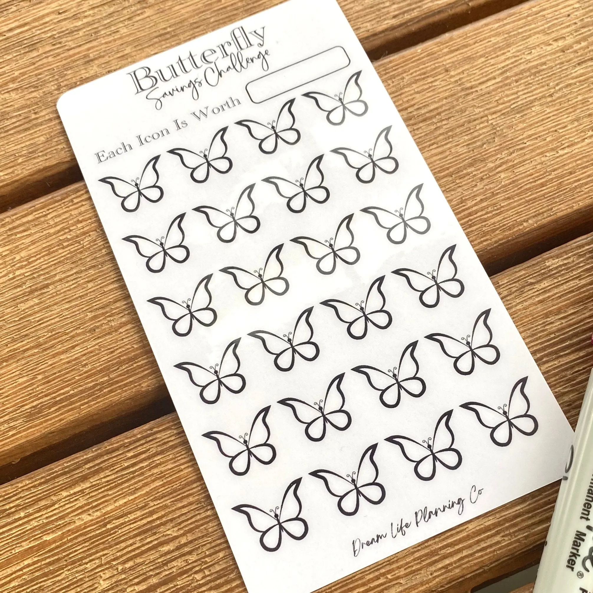 Butterfly Savings Challenge Cards
