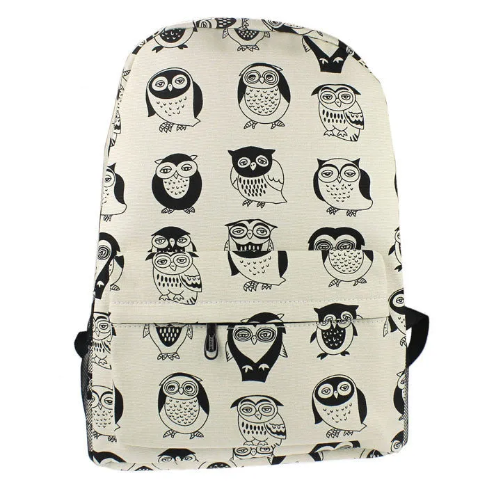 Canvas Travel Satchel Shoulder Bag Owl Backpack Canvas Women Bagpack Animal Backpacks Girl Cartoon Bag Cute Kids School Bag