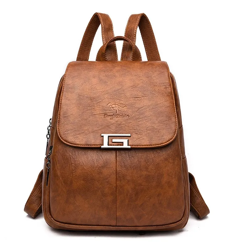 Christmas Gift 2020 New 2 Style Women Leather Backpacks Female Vintage Backpack For Girls School Bag Travel Bagpack Ladies Sac A Dos Back Pack
