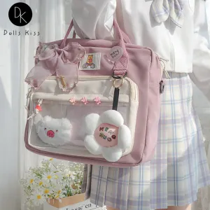Christmas Gift Clear Pocket 3 Ways Backpack for Teens Women Simple Canvas Rucksack Mini Packbag Teen Girls Backpacks for Daily Shopping 2089