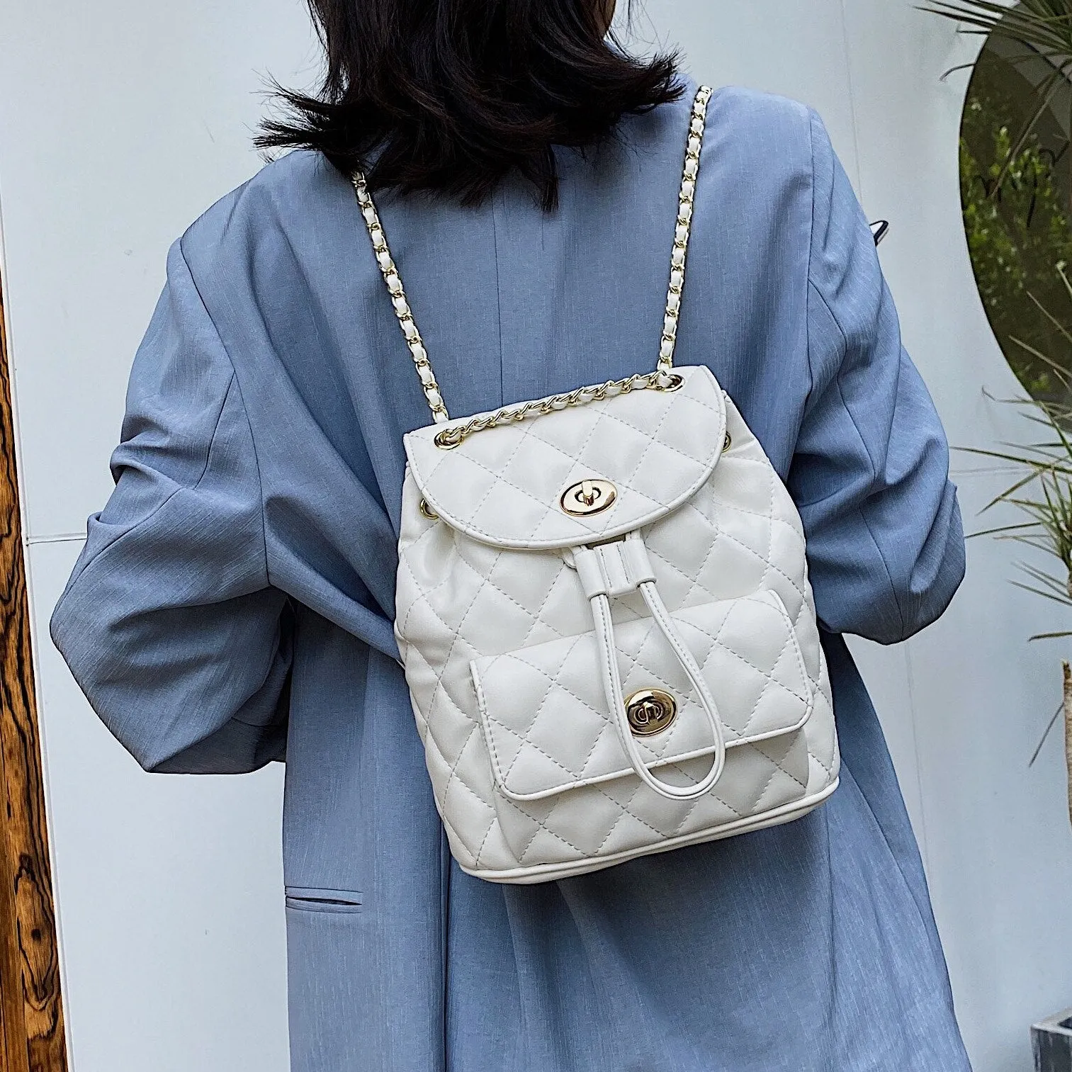 Christmas Gift School Backpacks 2021 New High-quality PU Leather Women's Designer Chain Shoulder bag High capacity Travel Books Rucksack