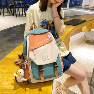 Christmas Gift Summer new hit color backpack women's Cute teen girl student with school bag Kawaii patchwork candy color outing travel backpack