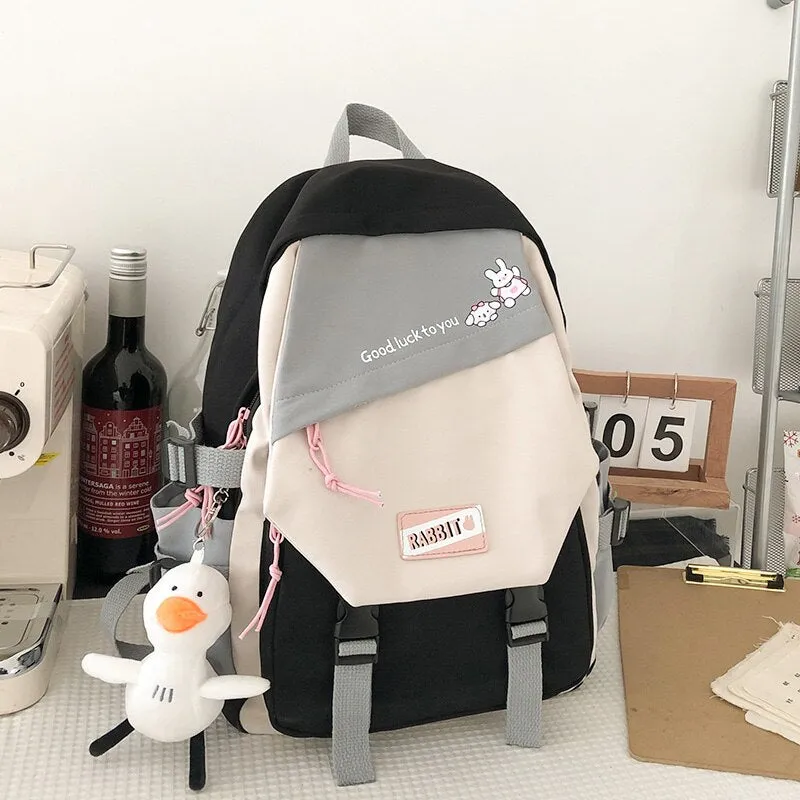 Christmas Gift Summer new hit color backpack women's Cute teen girl student with school bag Kawaii patchwork candy color outing travel backpack
