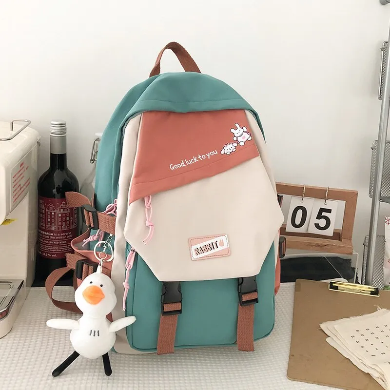 Christmas Gift Summer new hit color backpack women's Cute teen girl student with school bag Kawaii patchwork candy color outing travel backpack