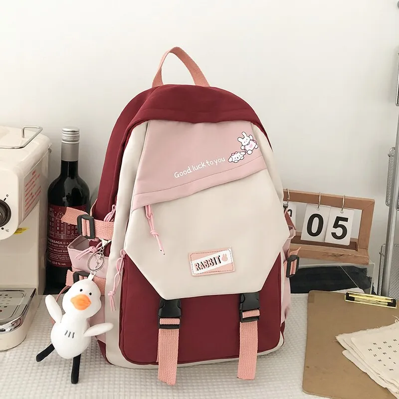 Christmas Gift Summer new hit color backpack women's Cute teen girl student with school bag Kawaii patchwork candy color outing travel backpack