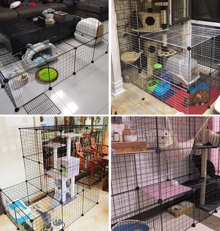 DIY Cage Playpen Fence Small Animal Cage System for Indoor Outdoor (Metal 1.5cm)