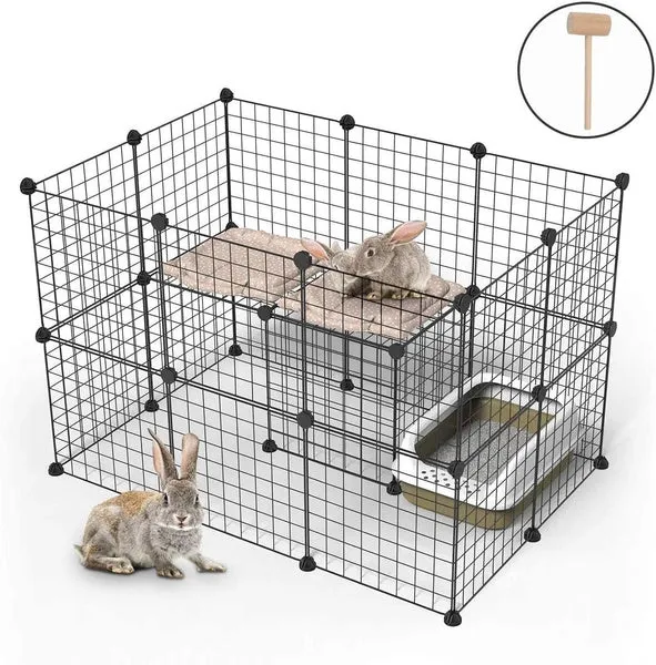DIY Cage Playpen Fence Small Animal Cage System for Indoor Outdoor (Metal 1.5cm)