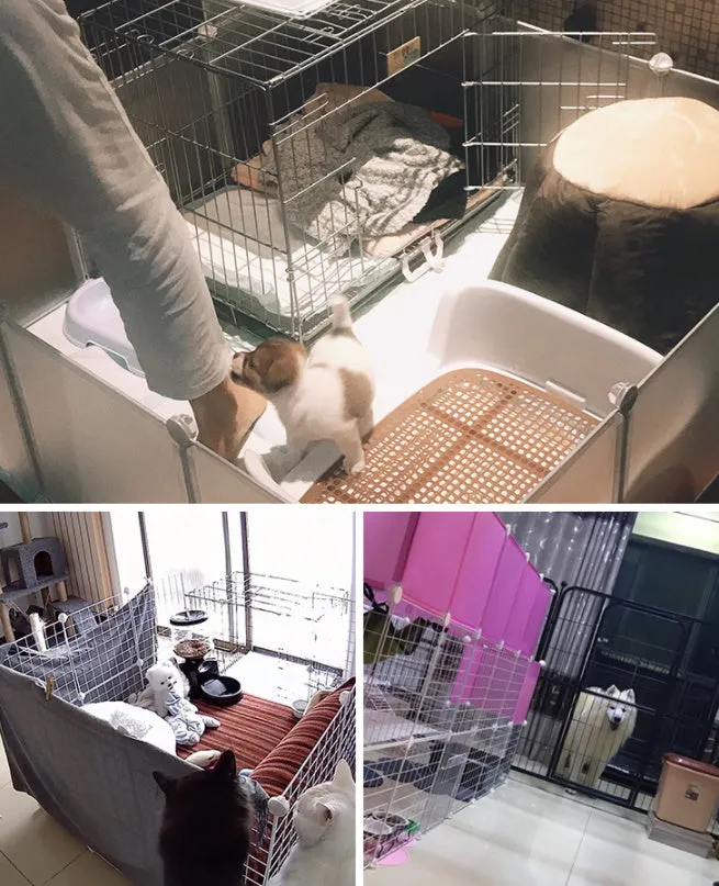 DIY Cage Playpen Fence Small Animal Cage System for Indoor Outdoor (Metal 1.5cm)