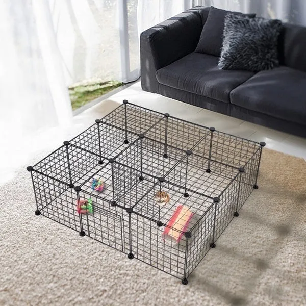 DIY Cage Playpen Fence Small Animal Cage System for Indoor Outdoor (Metal 1.5cm)