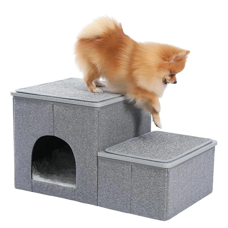 Foldable Doggie Step Stool for Small Dogs with Storage