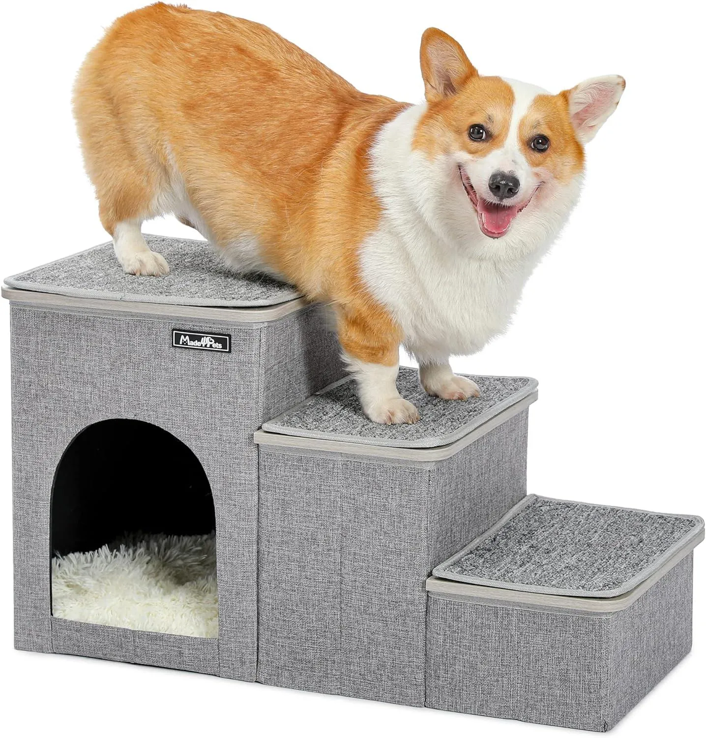 Foldable Doggie Step Stool for Small Dogs with Storage