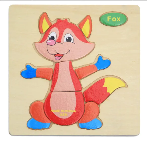 Kids Wooden 3D Puzzle Jigsaw Toys For Children Cartoon Animal Vehicle Wood Puzzles Intelligence Kids Baby Early Educational Toy