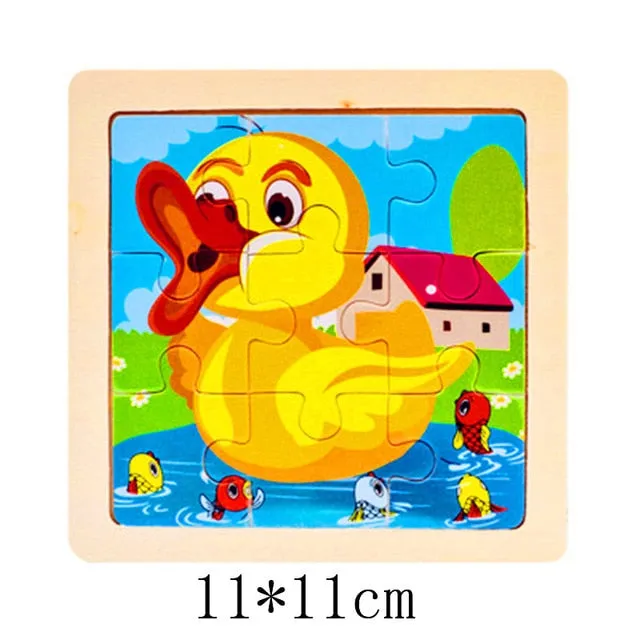 Kids Wooden 3D Puzzle Jigsaw Toys For Children Cartoon Animal Vehicle Wood Puzzles Intelligence Kids Baby Early Educational Toy