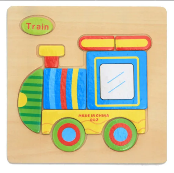 Kids Wooden 3D Puzzle Jigsaw Toys For Children Cartoon Animal Vehicle Wood Puzzles Intelligence Kids Baby Early Educational Toy