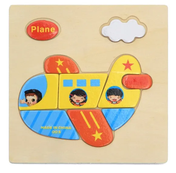 Kids Wooden 3D Puzzle Jigsaw Toys For Children Cartoon Animal Vehicle Wood Puzzles Intelligence Kids Baby Early Educational Toy
