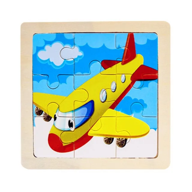Kids Wooden 3D Puzzle Jigsaw Toys For Children Cartoon Animal Vehicle Wood Puzzles Intelligence Kids Baby Early Educational Toy