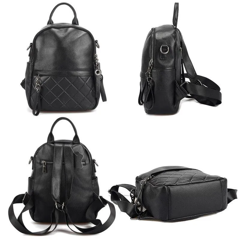 Leather Vintage Women Backpack Daily Holiday Knapsack Casual Travel Bags Girl's Schoolbag