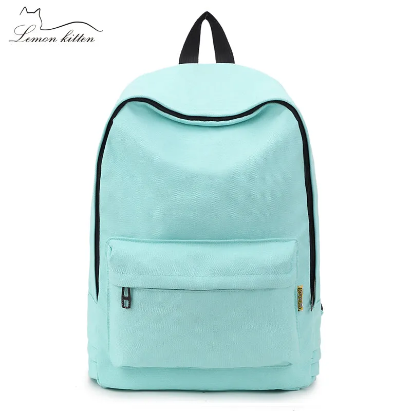 Lemon Kitten Simple Canvas Backpack