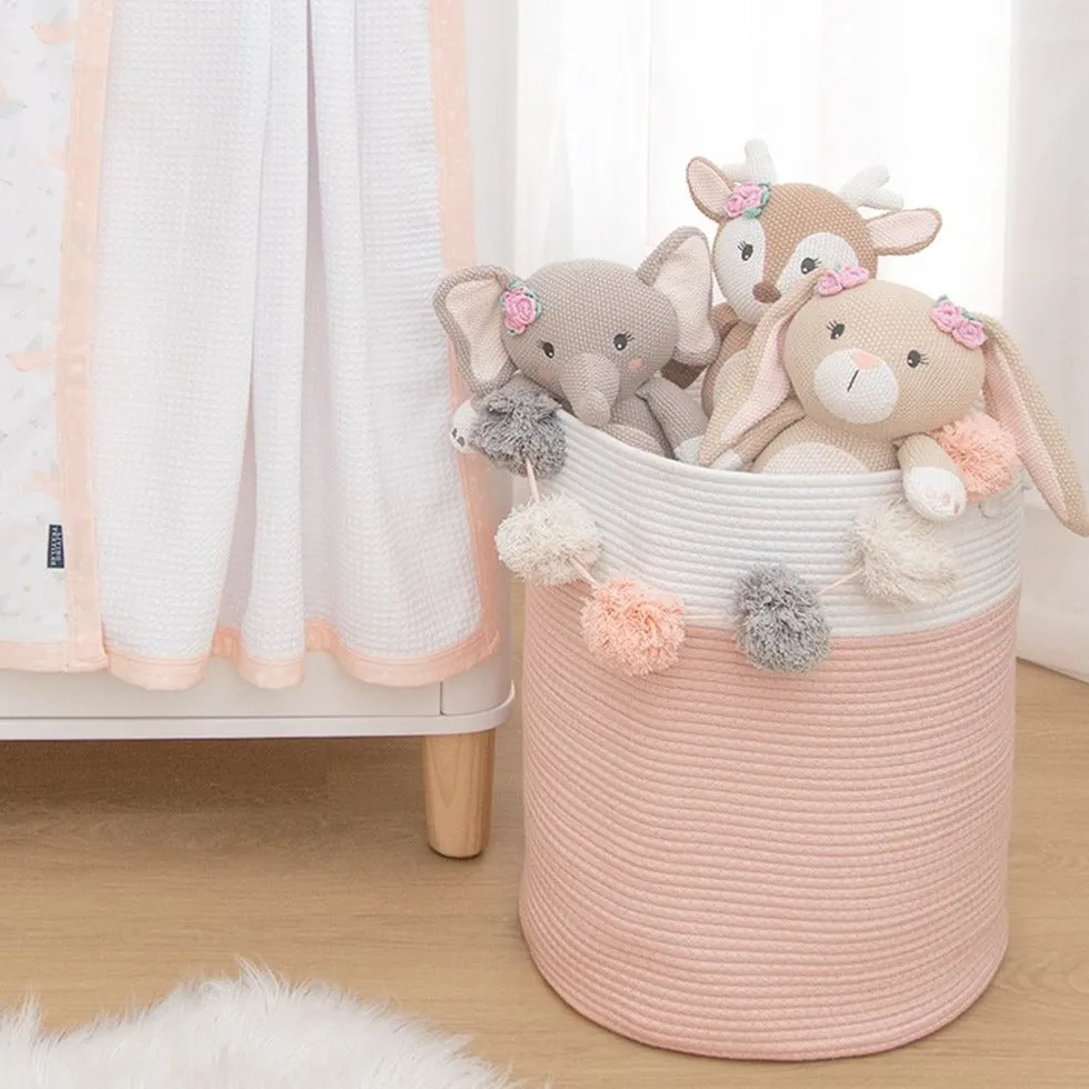 Living Textiles 100% Cotton Rope Hamper - Blush/White