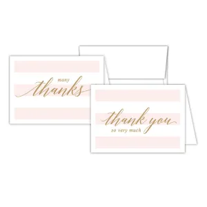 Many Thanks Blush Stripe Stationery Notes