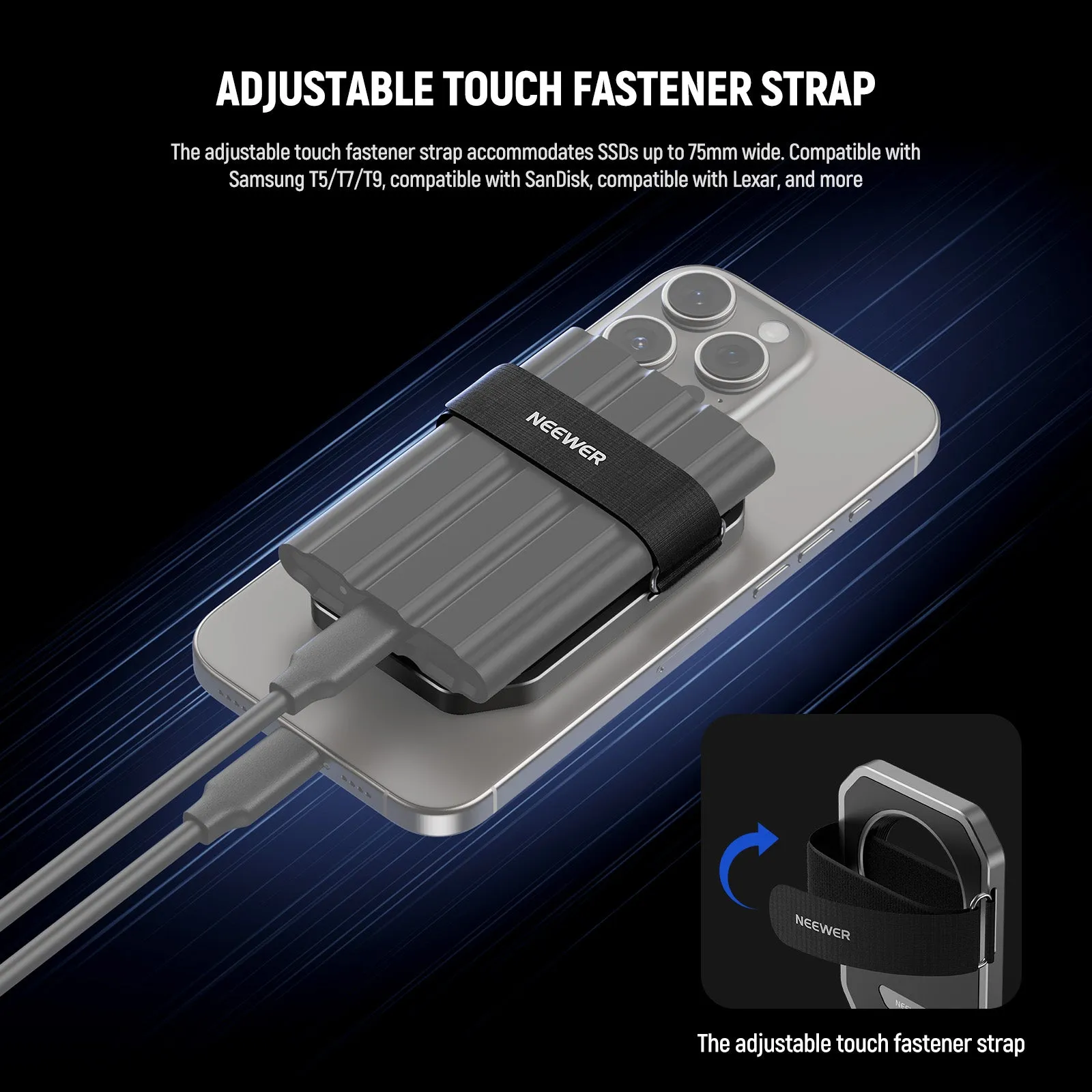 NEEWER PA040 Magnetic SSD Holder For MagSafe iPhone 16 15 Pro Max