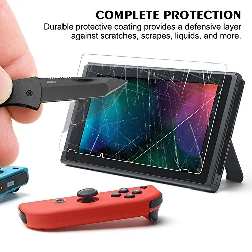 Protective Case for Nintendo Switch with Screen Protectors, FineGood EVA Carrying Case with 2 Pcs Anti-scratch Tempered Glass Protective Films for Switch 2017