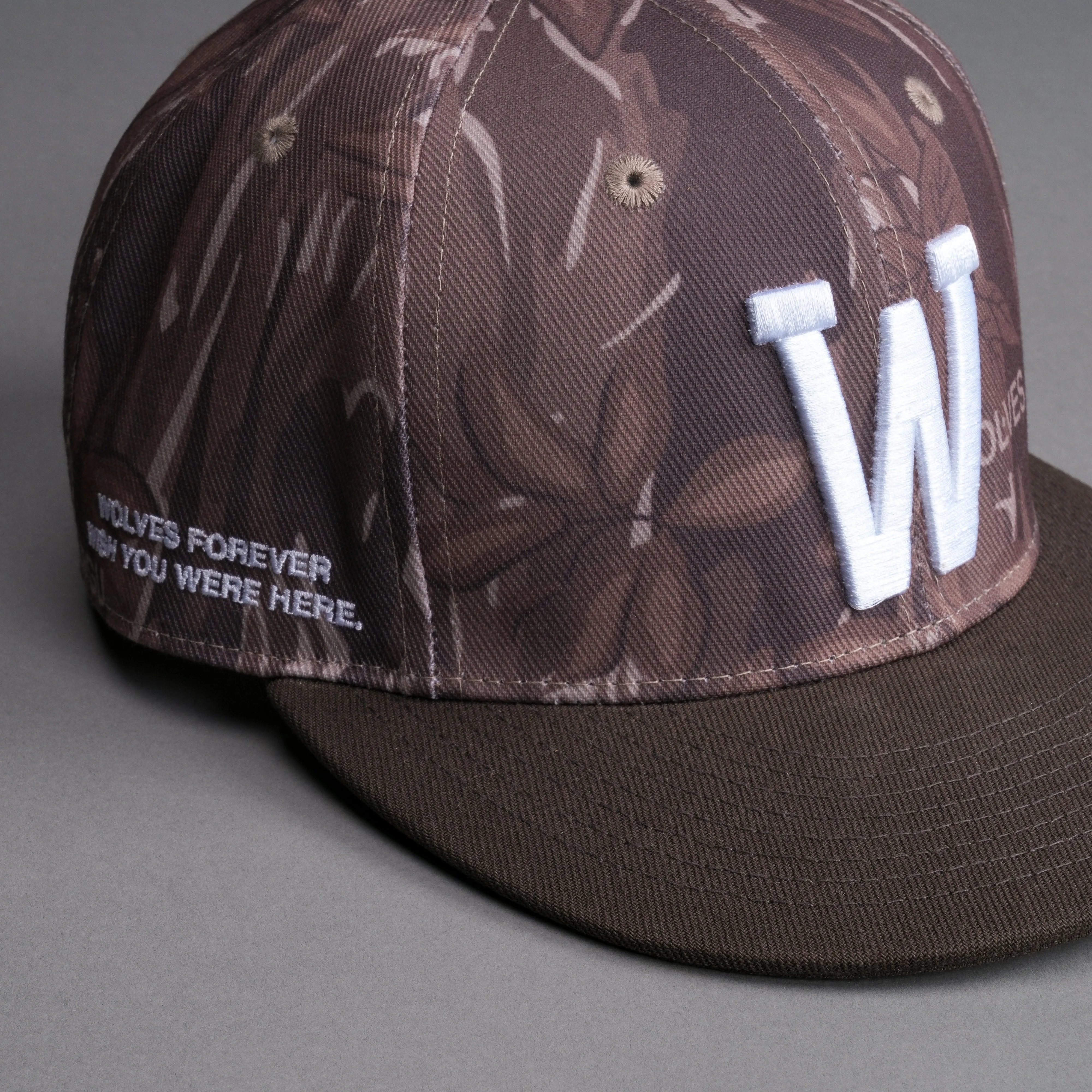 "W" Stairs Fitted Hat in Oak Norse Camo