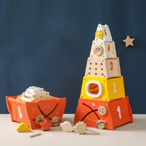 Rocket Building Blocks Wooden Montessori Toys KL09