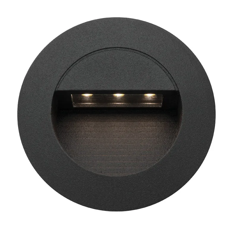Rye Black Round Outdoor Warm White LED Step Light