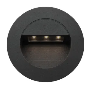 Rye Black Round Outdoor Warm White LED Step Light