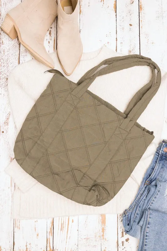 Simple Casual Fashion Puffed Quilted Tote Bag