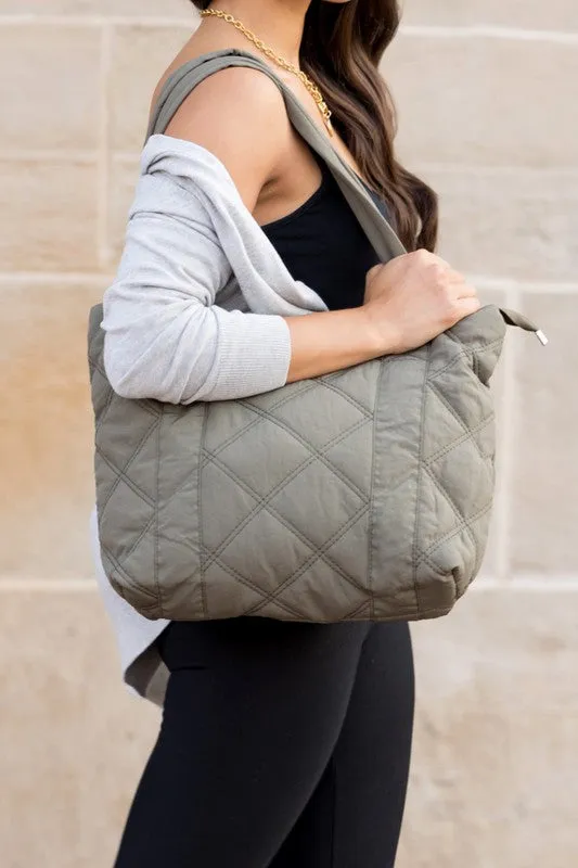 Simple Casual Fashion Puffed Quilted Tote Bag