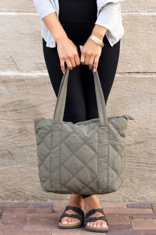 Simple Casual Fashion Puffed Quilted Tote Bag