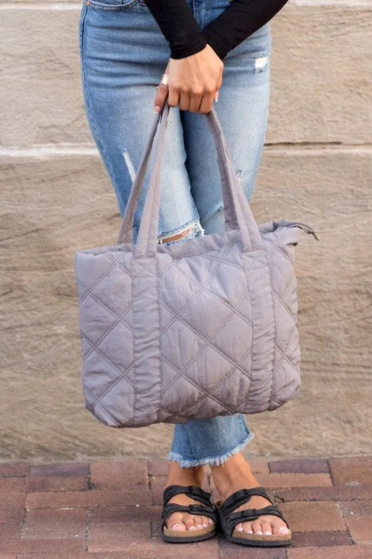 Simple Casual Fashion Puffed Quilted Tote Bag