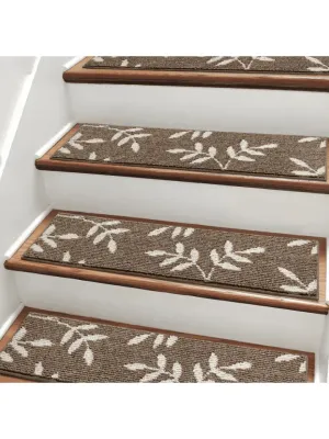 Stair Treads Non-Slip Carpet Stair Runners for Wooden Steps Indoor, 30”x8” Stair Rugs Mats for Pets Non Skid Wood Staircase Step Treads Reusable, Set of 15, Brown