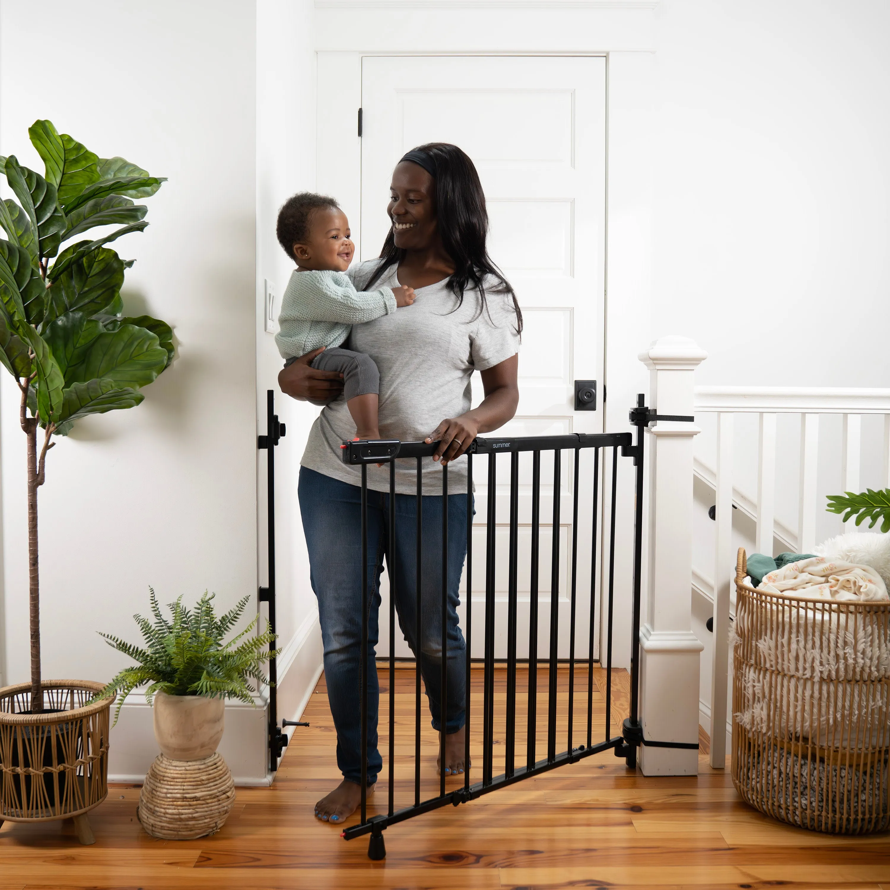 The Stairway  46W Series Pet and Baby Gate, Openings 31"-46" Wide, 32.5" Tall - Black
