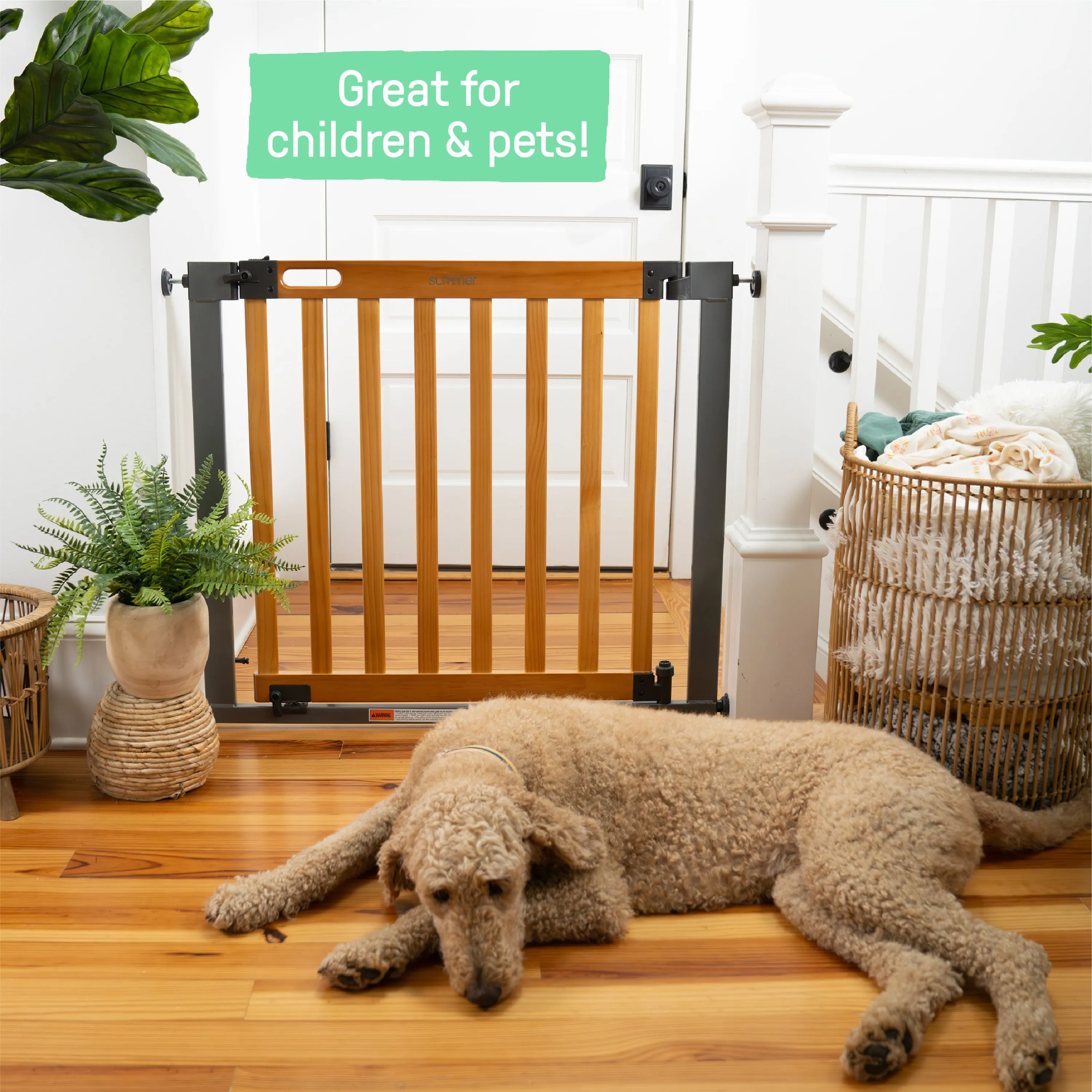 The Thruway 60XW Series Extra Wide Safety Pet and Baby Gate, 36"-60" Wide - Honey Oak