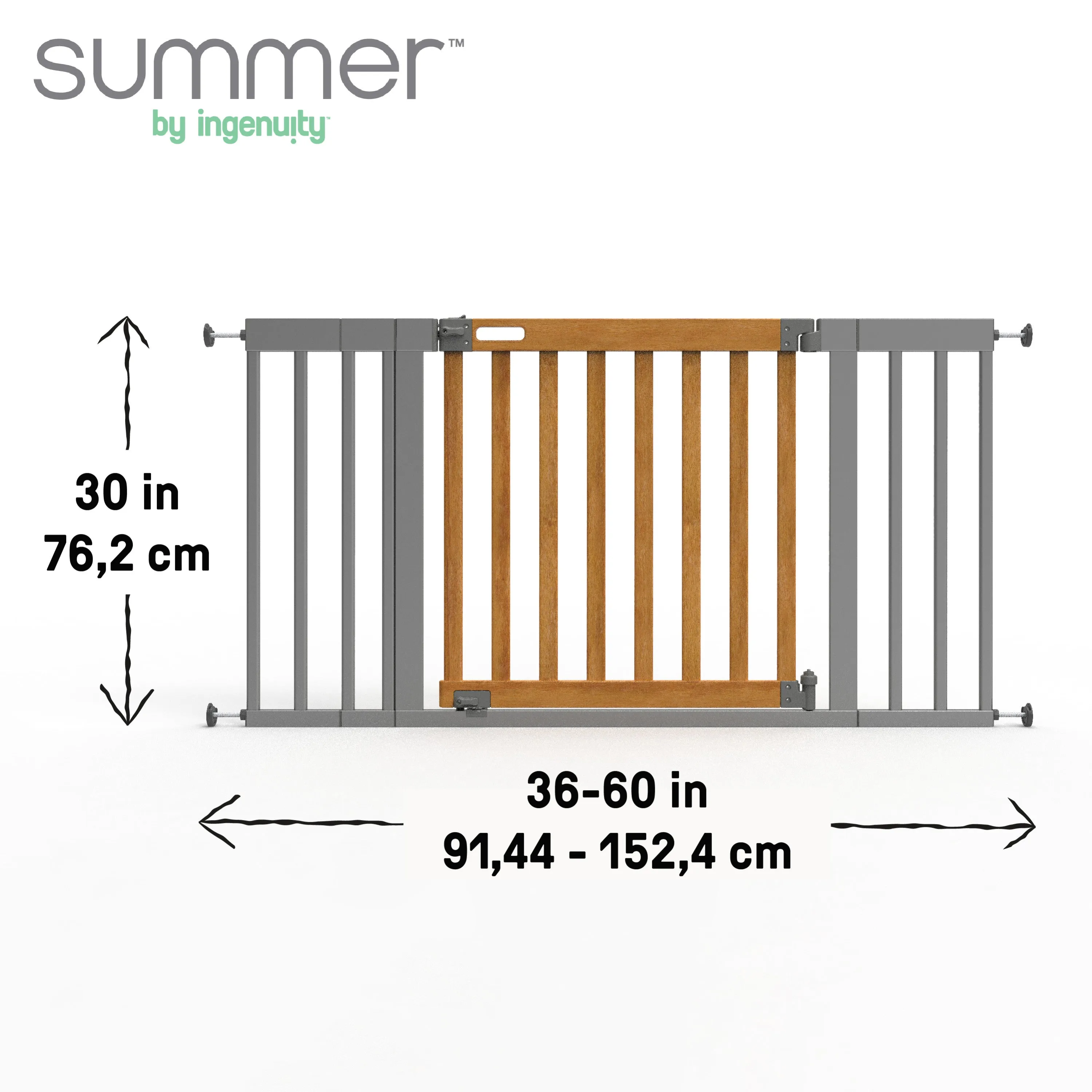 The Thruway 60XW Series Extra Wide Safety Pet and Baby Gate, 36"-60" Wide - Honey Oak