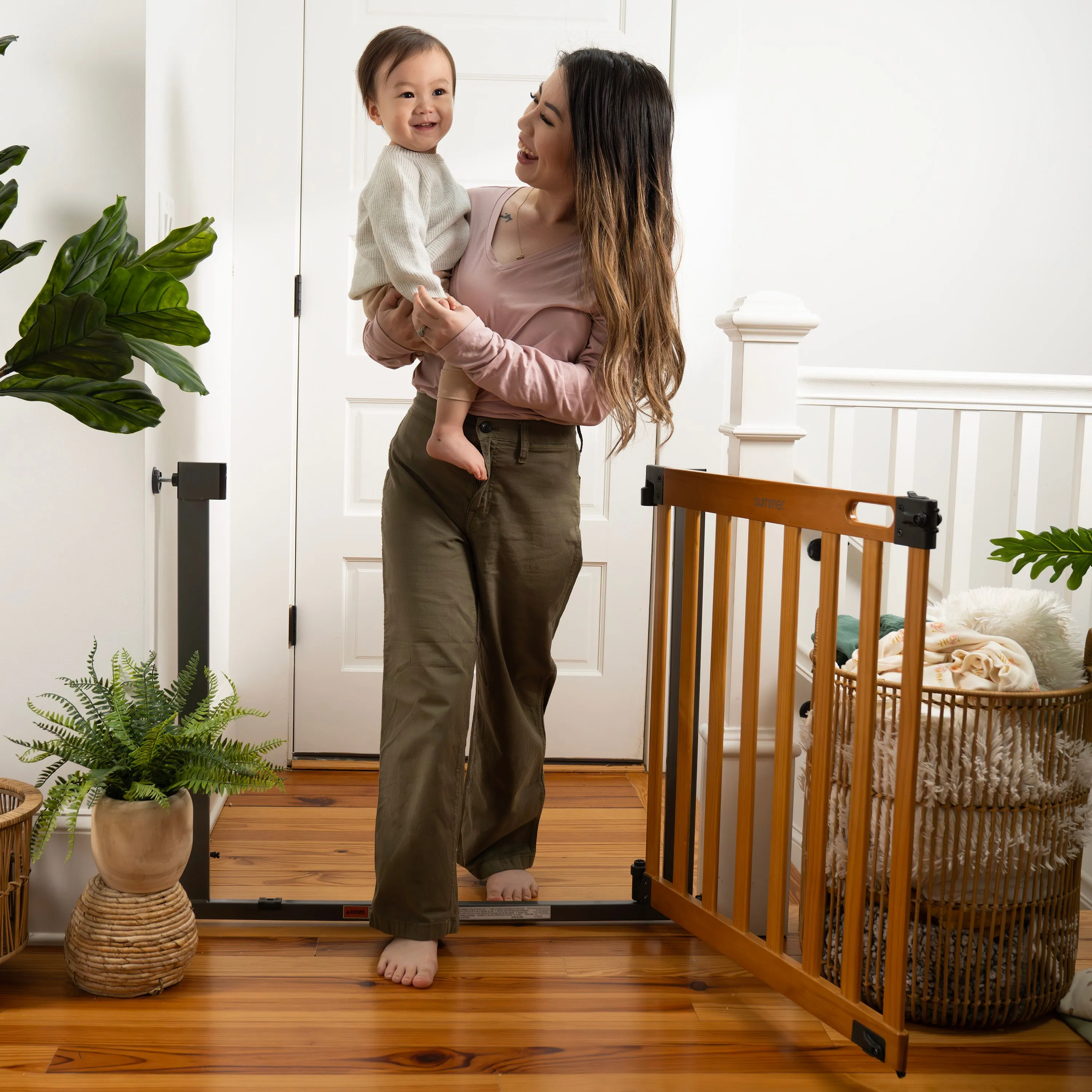 The Thruway 60XW Series Extra Wide Safety Pet and Baby Gate, 36"-60" Wide - Honey Oak