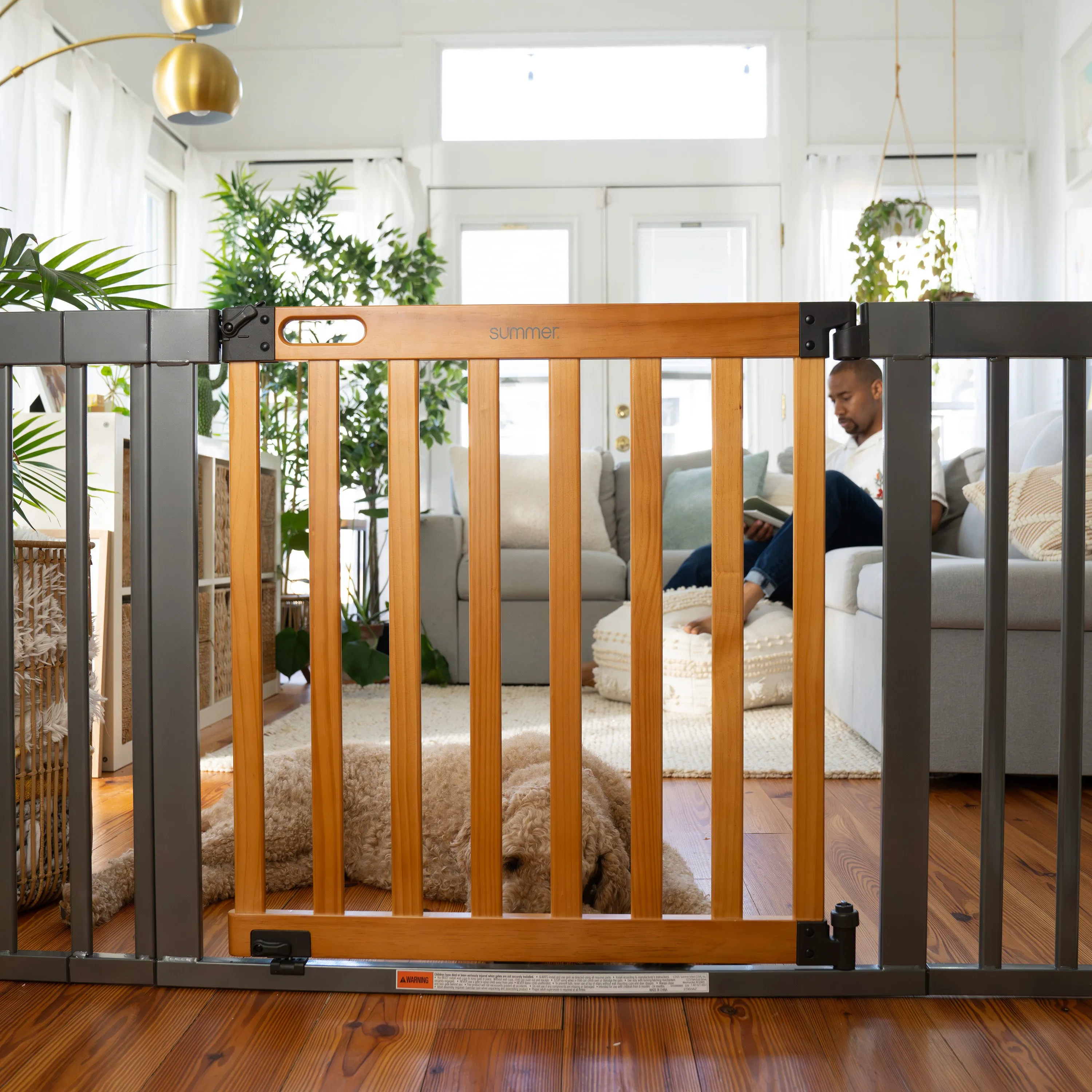 The Thruway 60XW Series Extra Wide Safety Pet and Baby Gate, 36"-60" Wide - Honey Oak