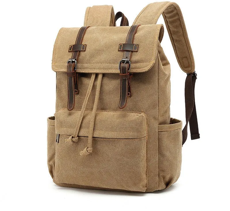 Unisex Backpack Vintage Outdoor Travel Canvas Leather Bag