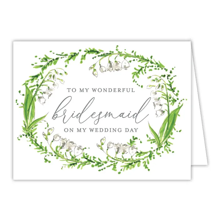 Wedding Greenery Wreath Bridesmaid Small Folded Greeting Card