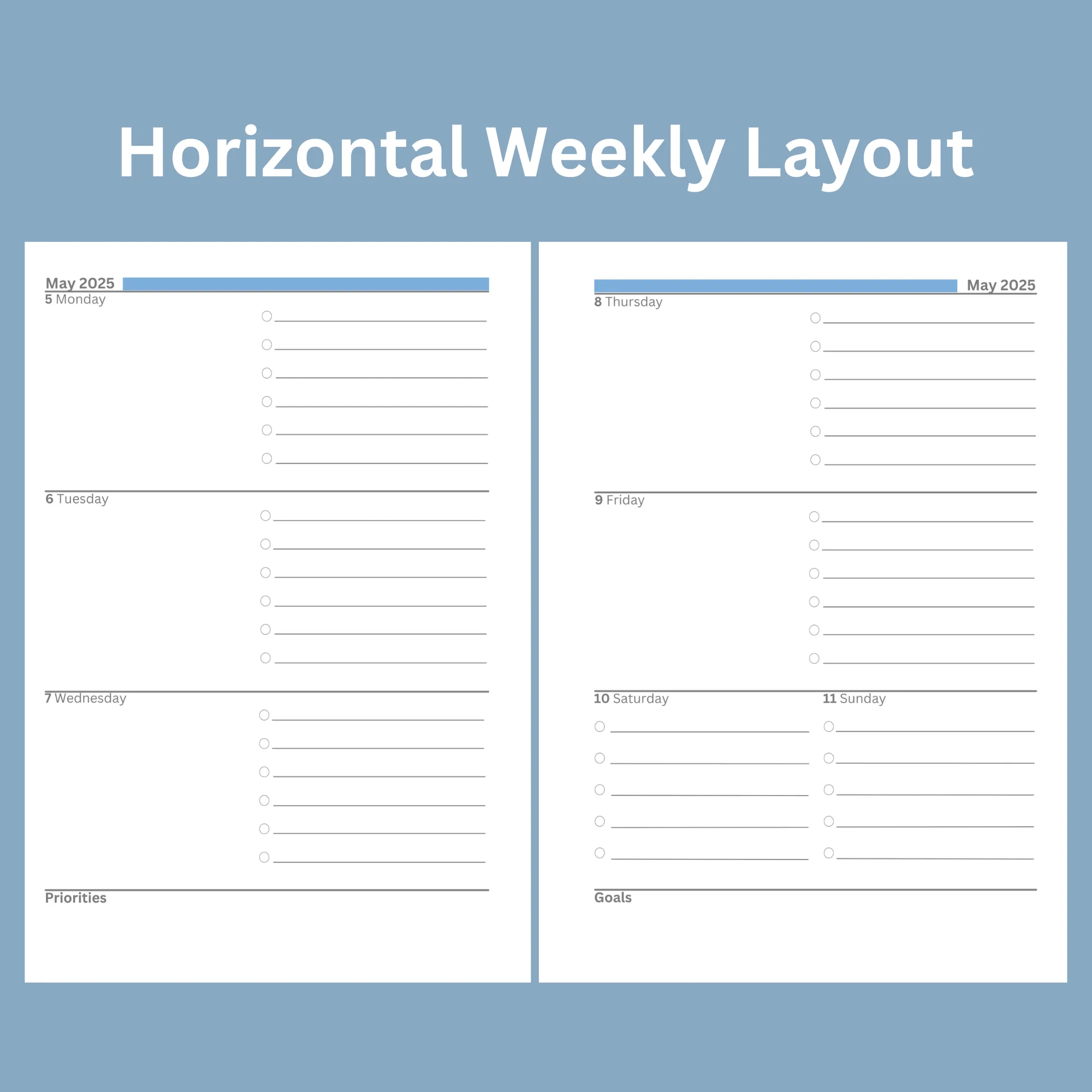 Weekly Planner 2025:  Indigo Bloom